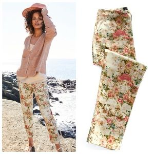 Peruvian Connection Nikki Cropped Trouser Pants Size 6 Asian Floral